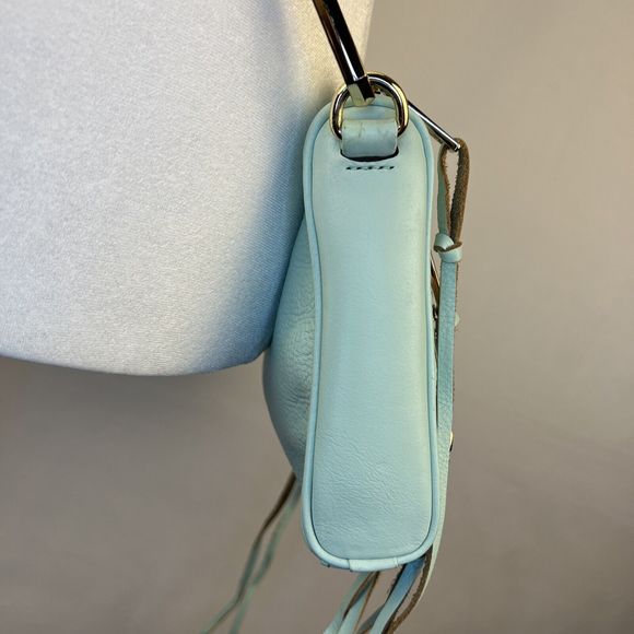 Rebecca Minkoff Crossbody Mini Bag Leather Purse Studded 5 Zip Mint Clutch Tote - Picture 15 of 16